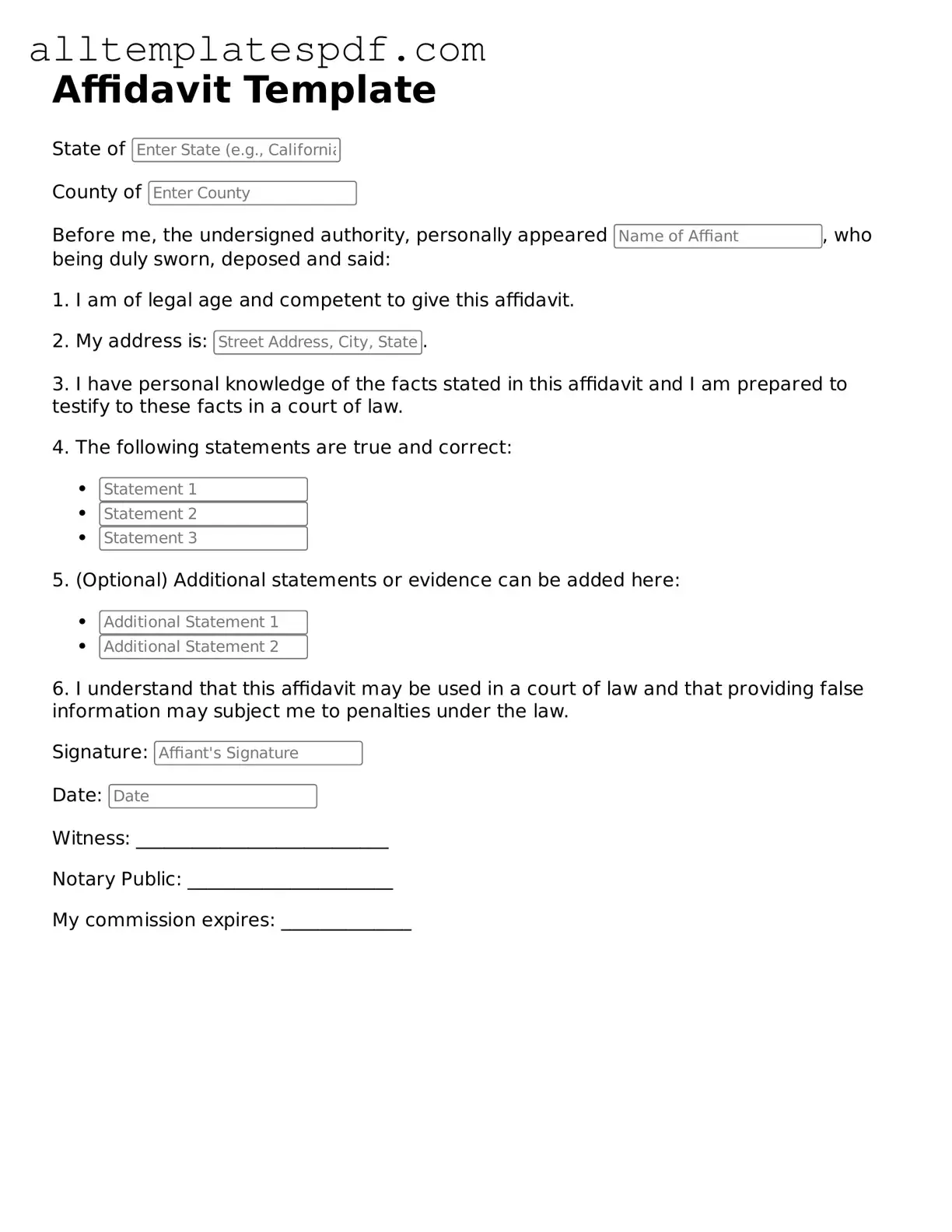 Attorney-Approved Affidavit Template