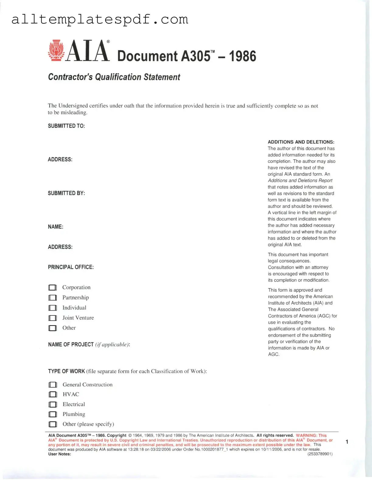 Fill Out a Valid AIA A305 Form