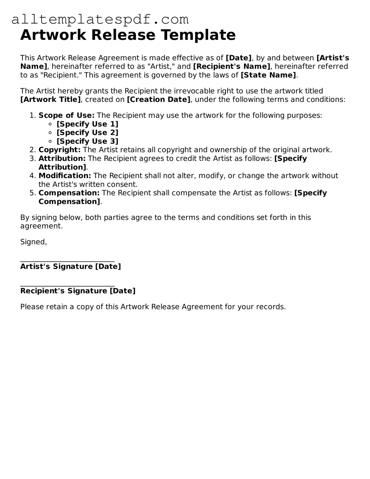 Attorney-Approved Artwork Release Template