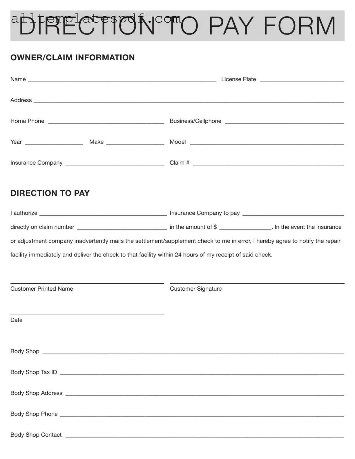 Fill Out a Valid Authorization And Direction Pay Form