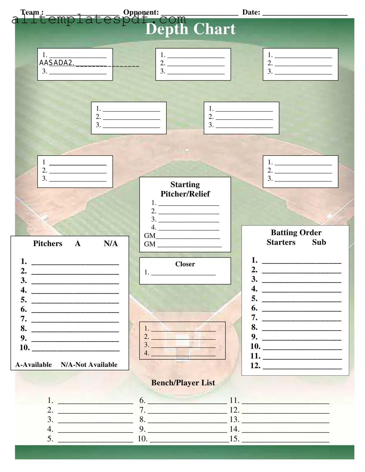 Fill Out a Valid Baseball Field Lineup Form