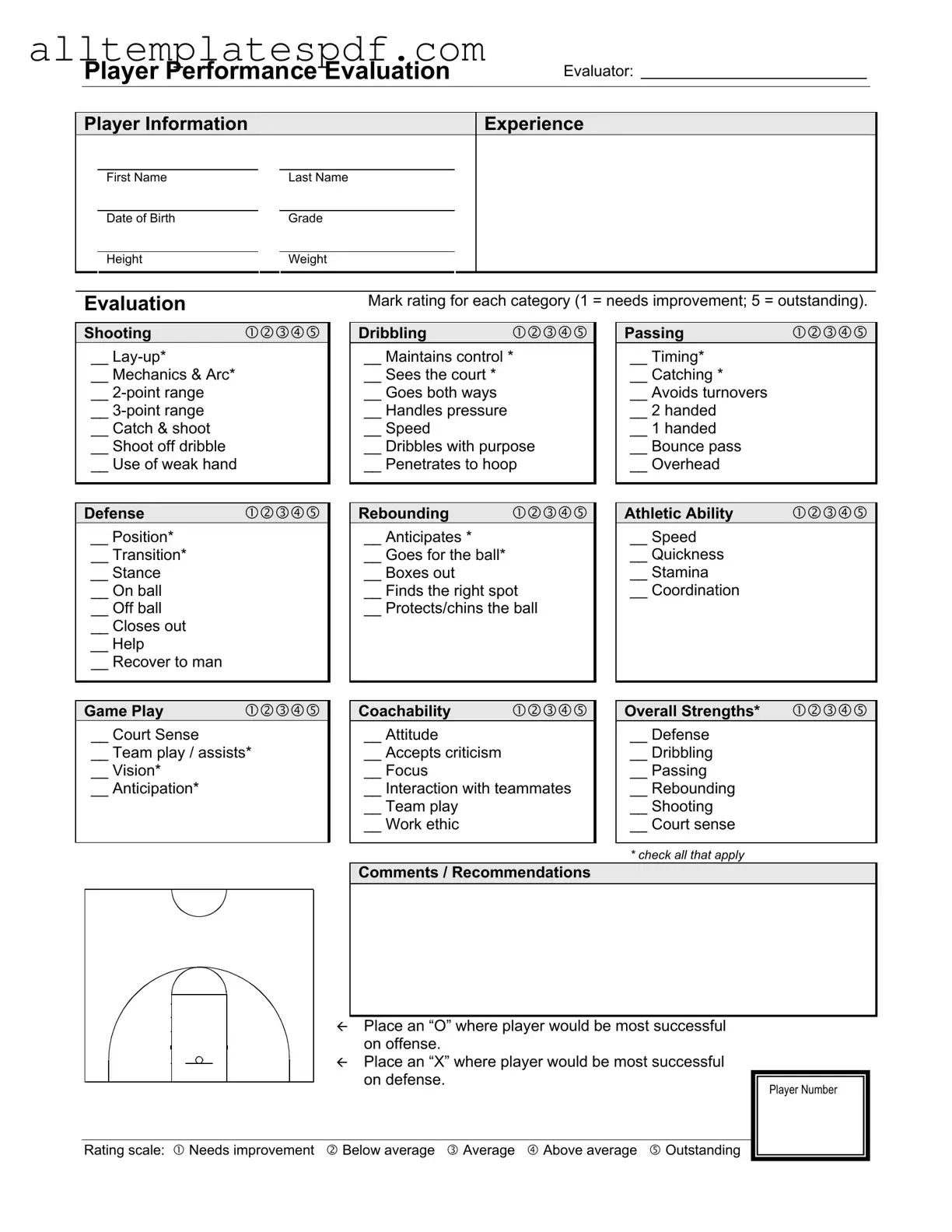 Fill Out a Valid Basketball Evaluation Form
