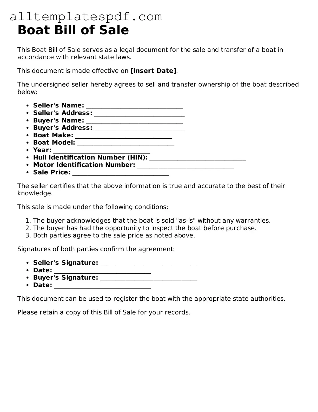 Attorney-Approved Boat Bill of Sale Template