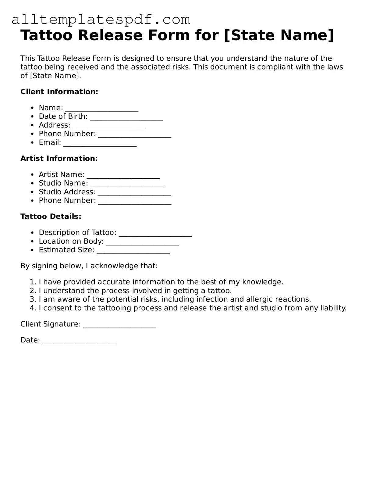 Attorney-Approved Tattoo Release Template