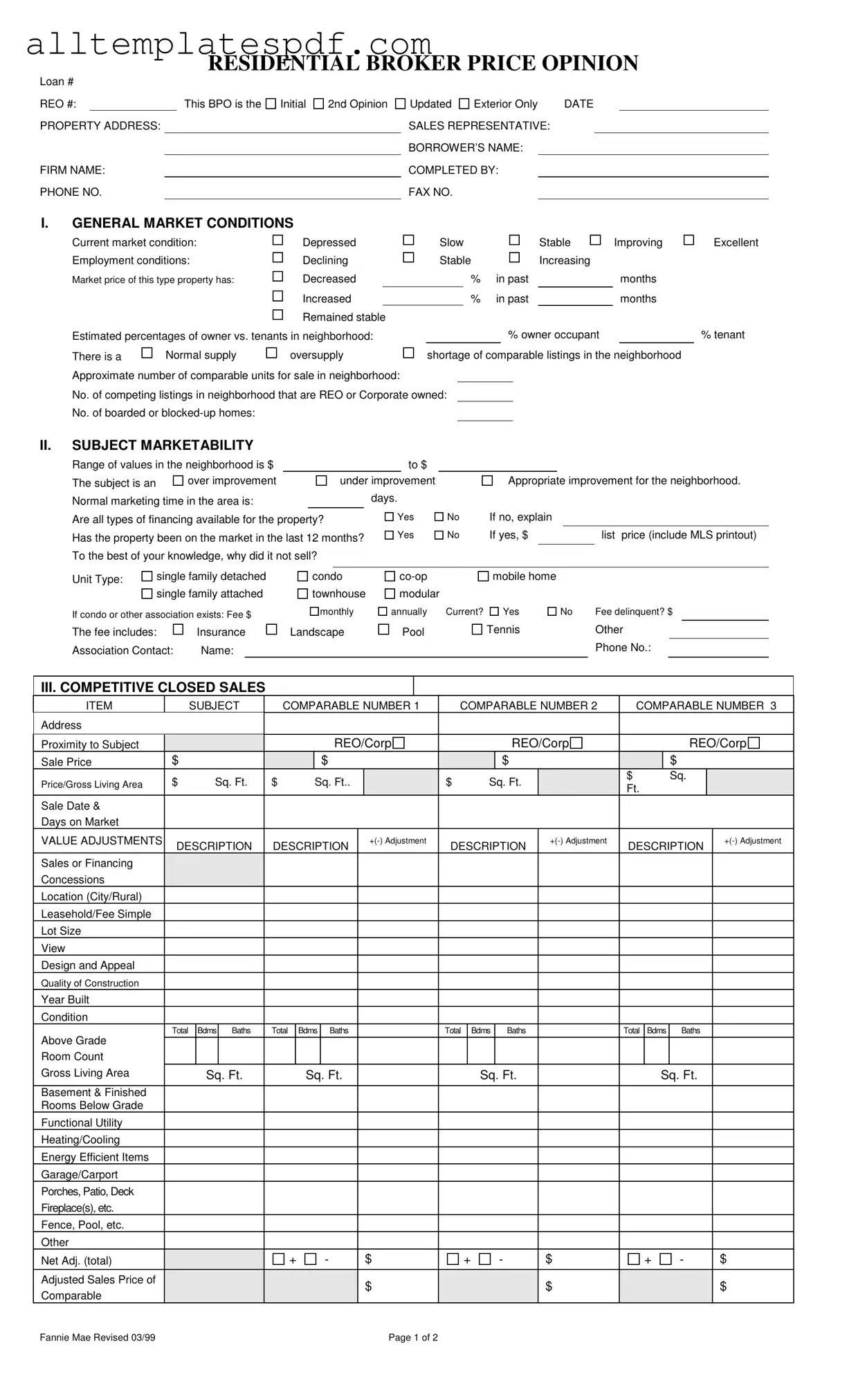 Fill Out a Valid Broker Price Opinion Form