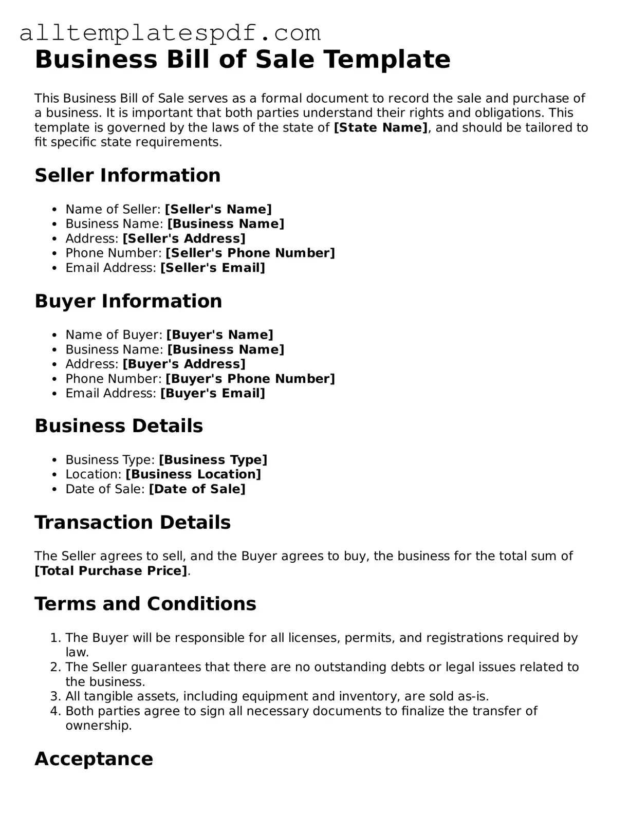 Attorney-Approved Business Bill of Sale Template