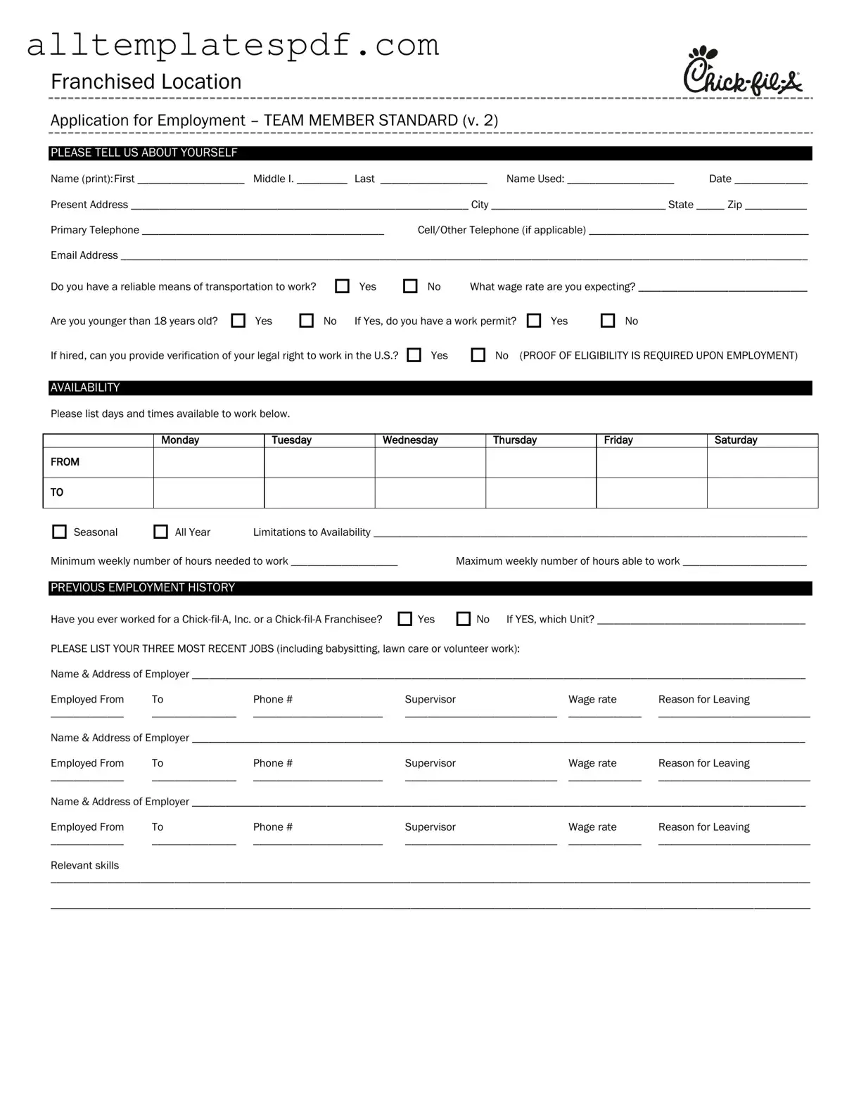 Fill Out a Valid Chick Fil A Job Application Form