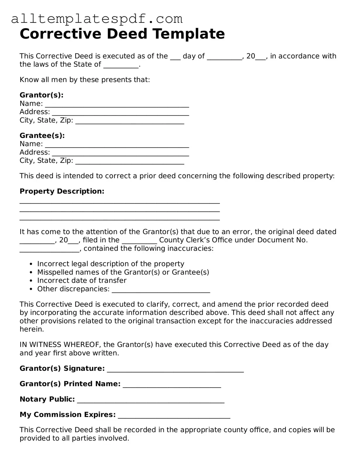 Attorney-Approved Corrective Deed Template