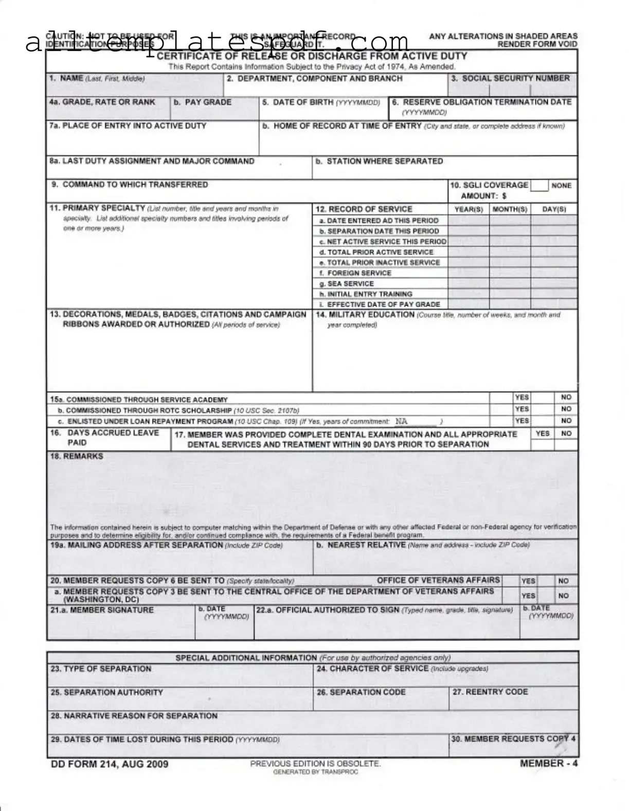 Fill Out a Valid Dd 214 Form