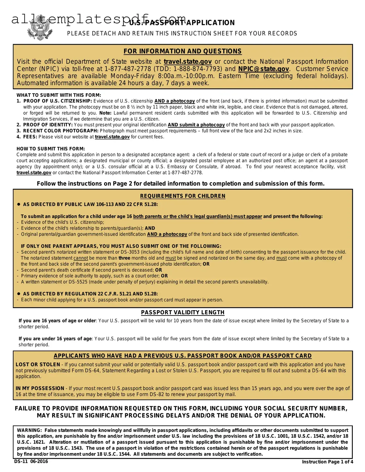 Fill Out a Valid DS-11 U.S. Passport application Form