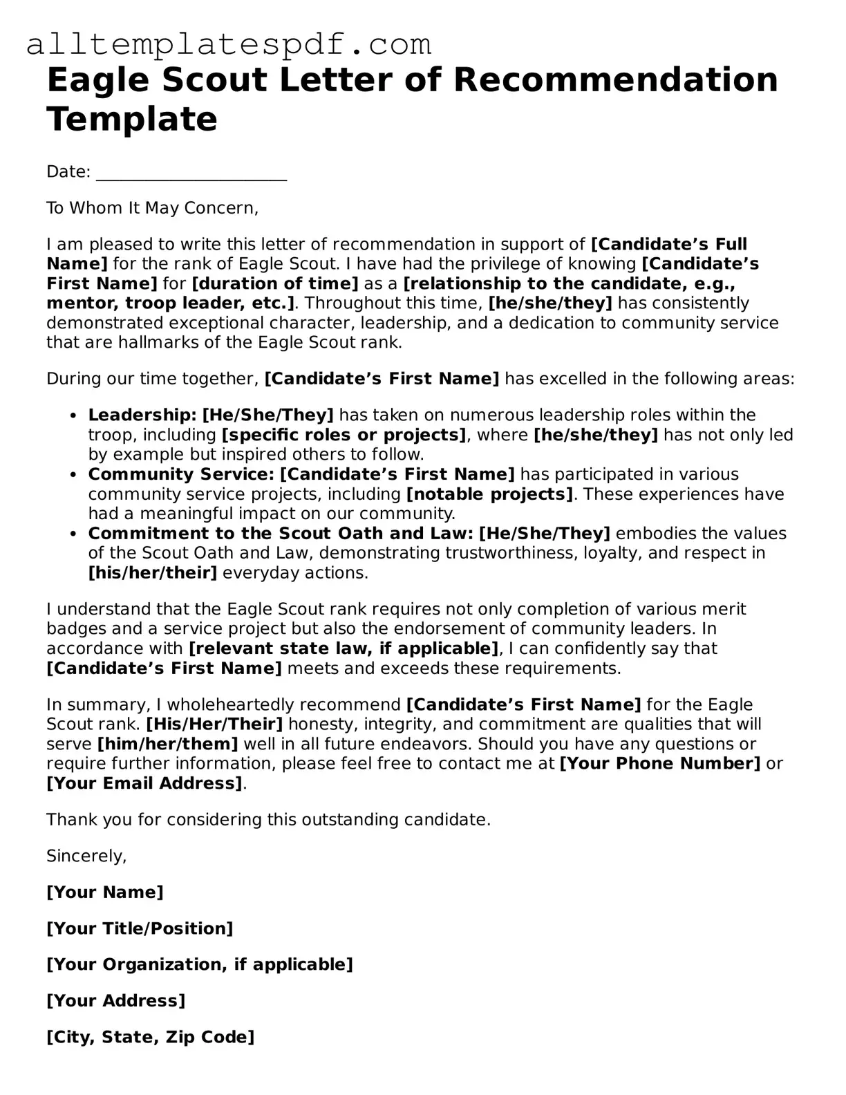 Attorney-Approved Eagle Scout Letter of Recommendation Template