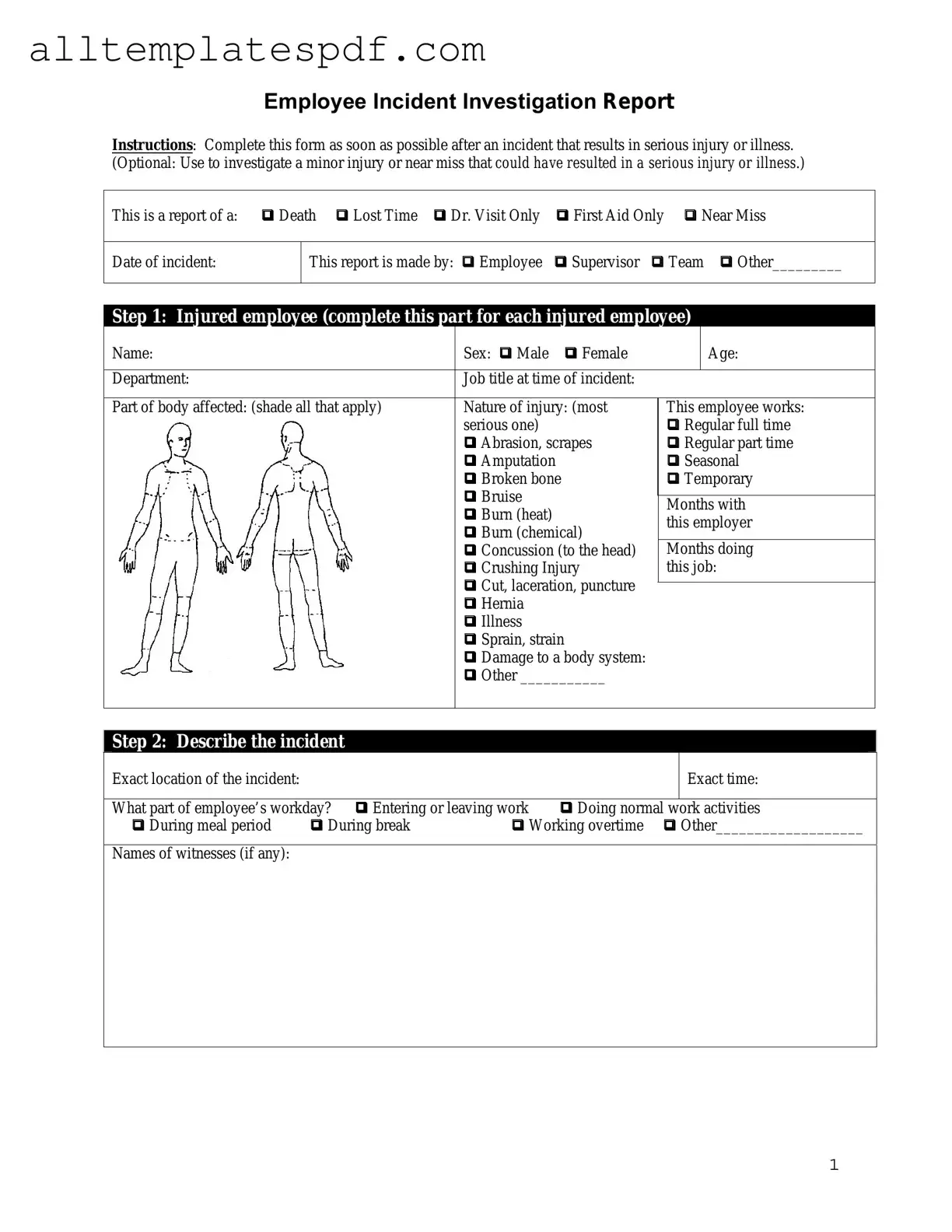 Fill Out a Valid Employee Accident Report Form