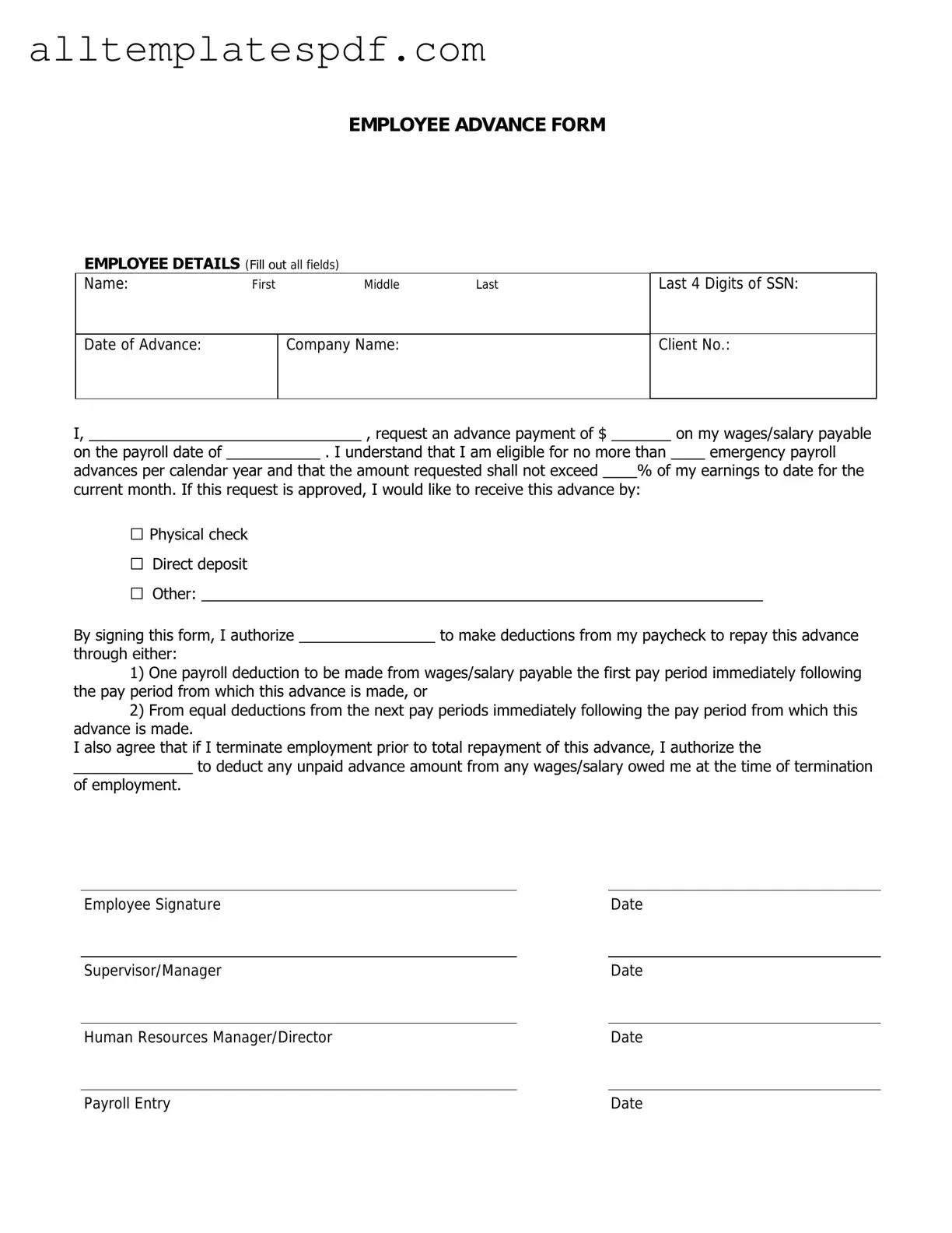 Fill Out a Valid Employee Advance Form