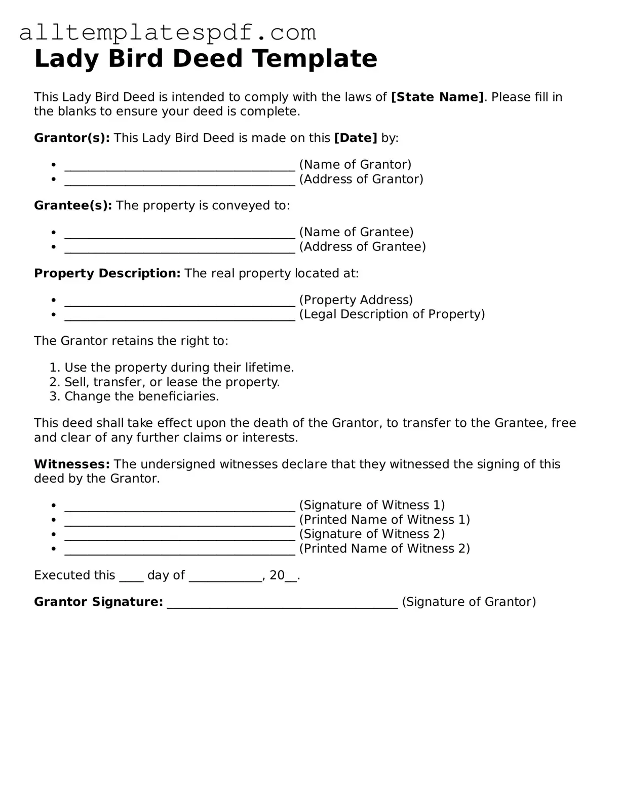 Attorney-Approved Lady Bird Deed Template