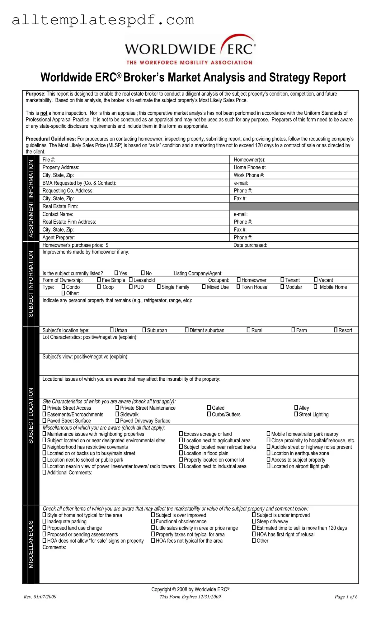 Fill Out a Valid Erc Broker Market Analysis Form