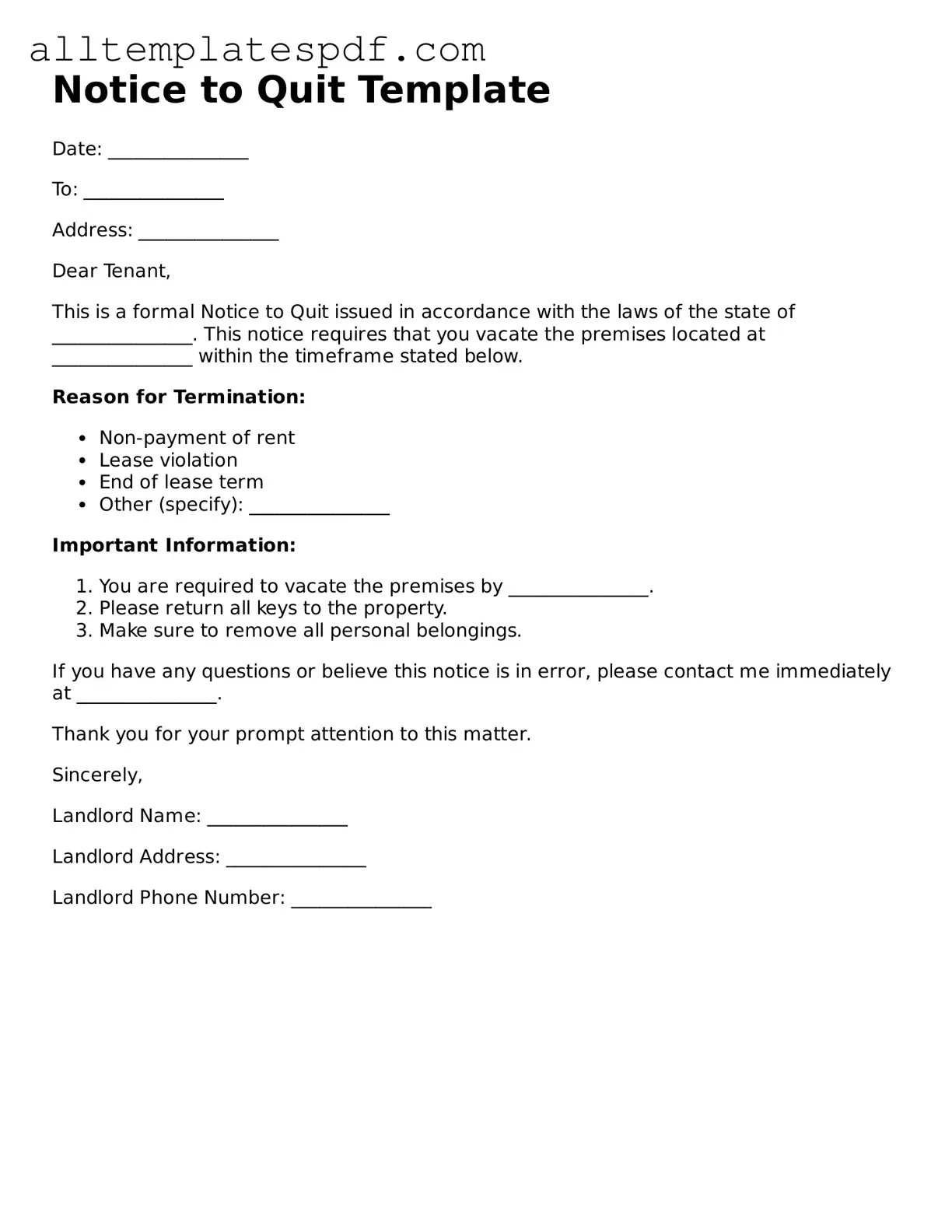 Attorney-Approved Notice to Quit Template