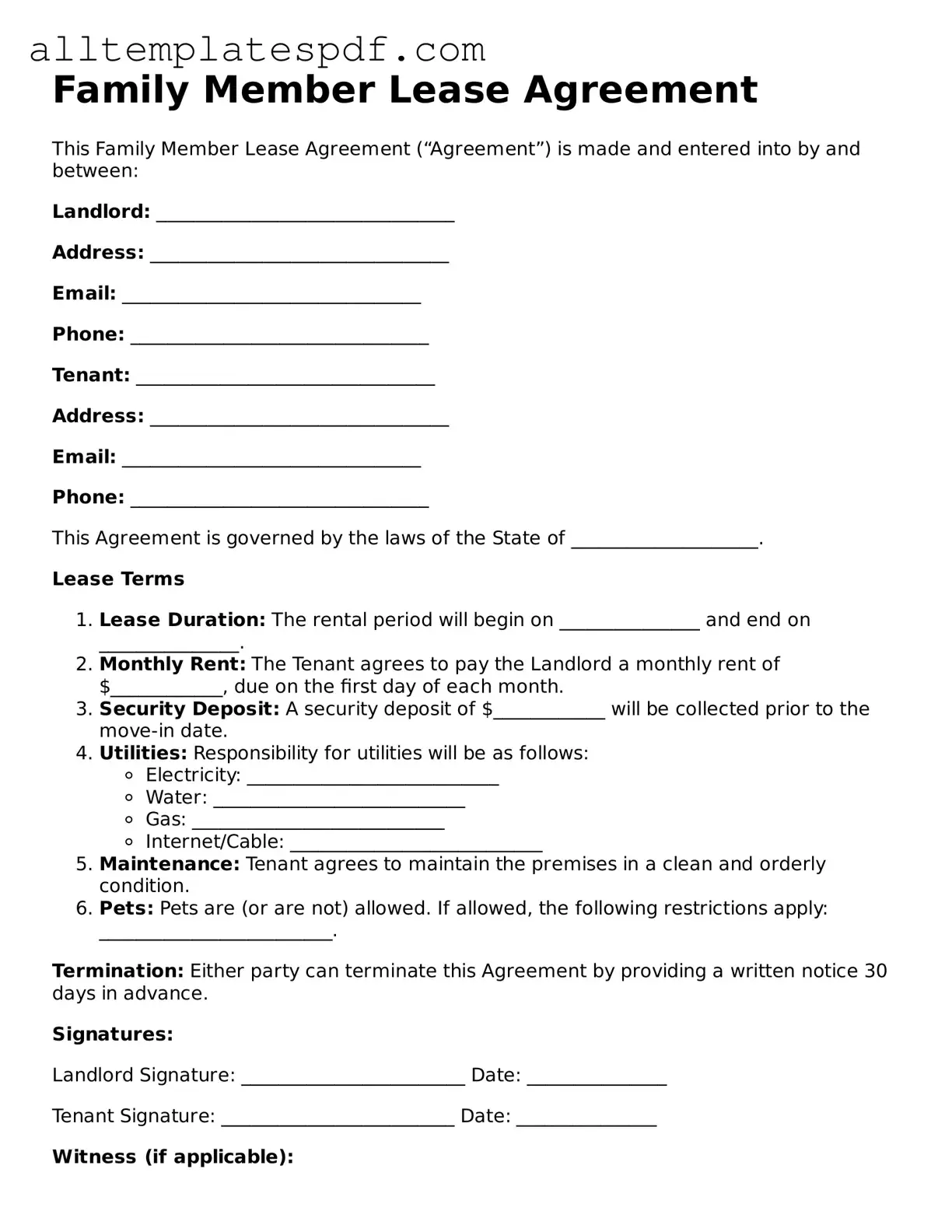 Attorney-Approved Family Member Lease Agreement Template