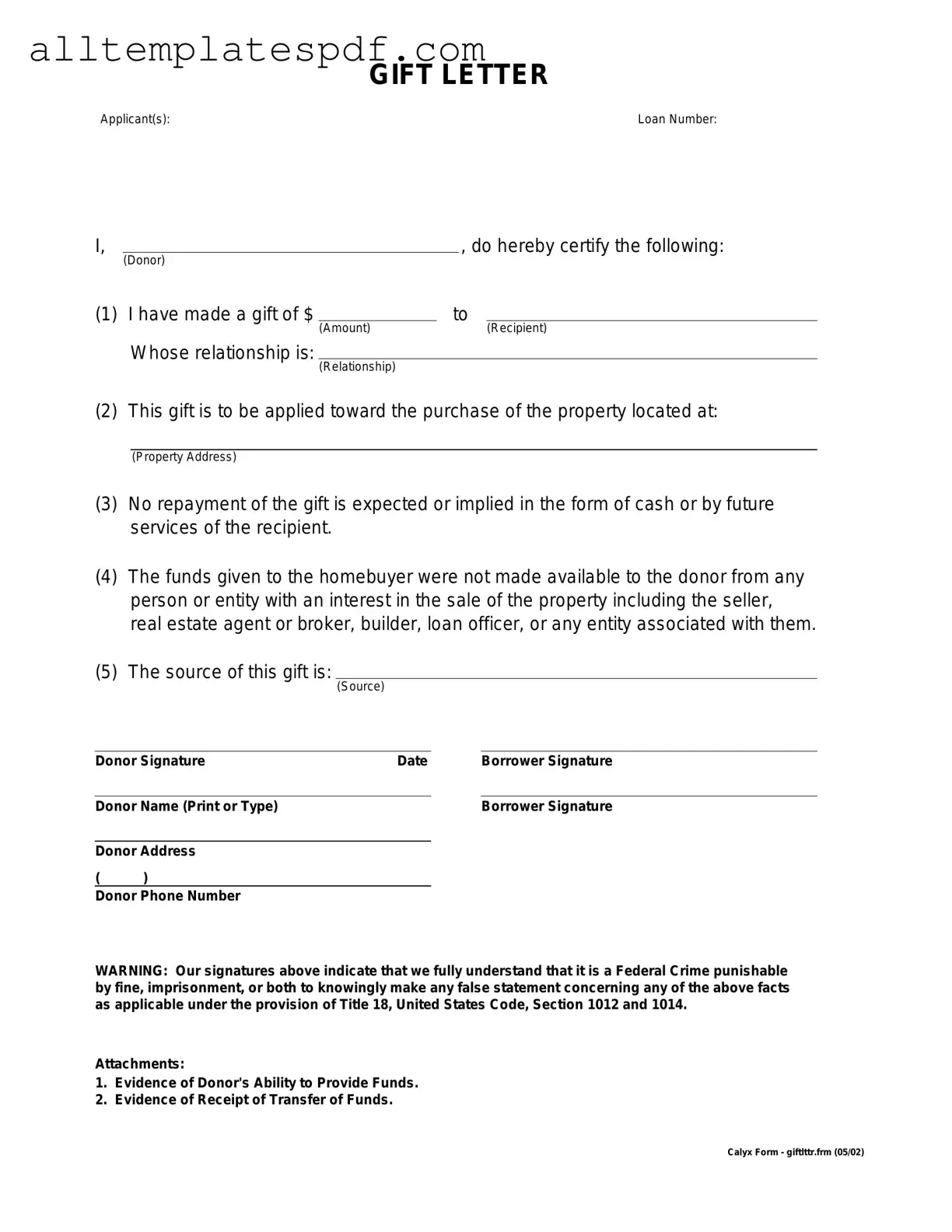 Fill Out a Valid Gift Letter Form