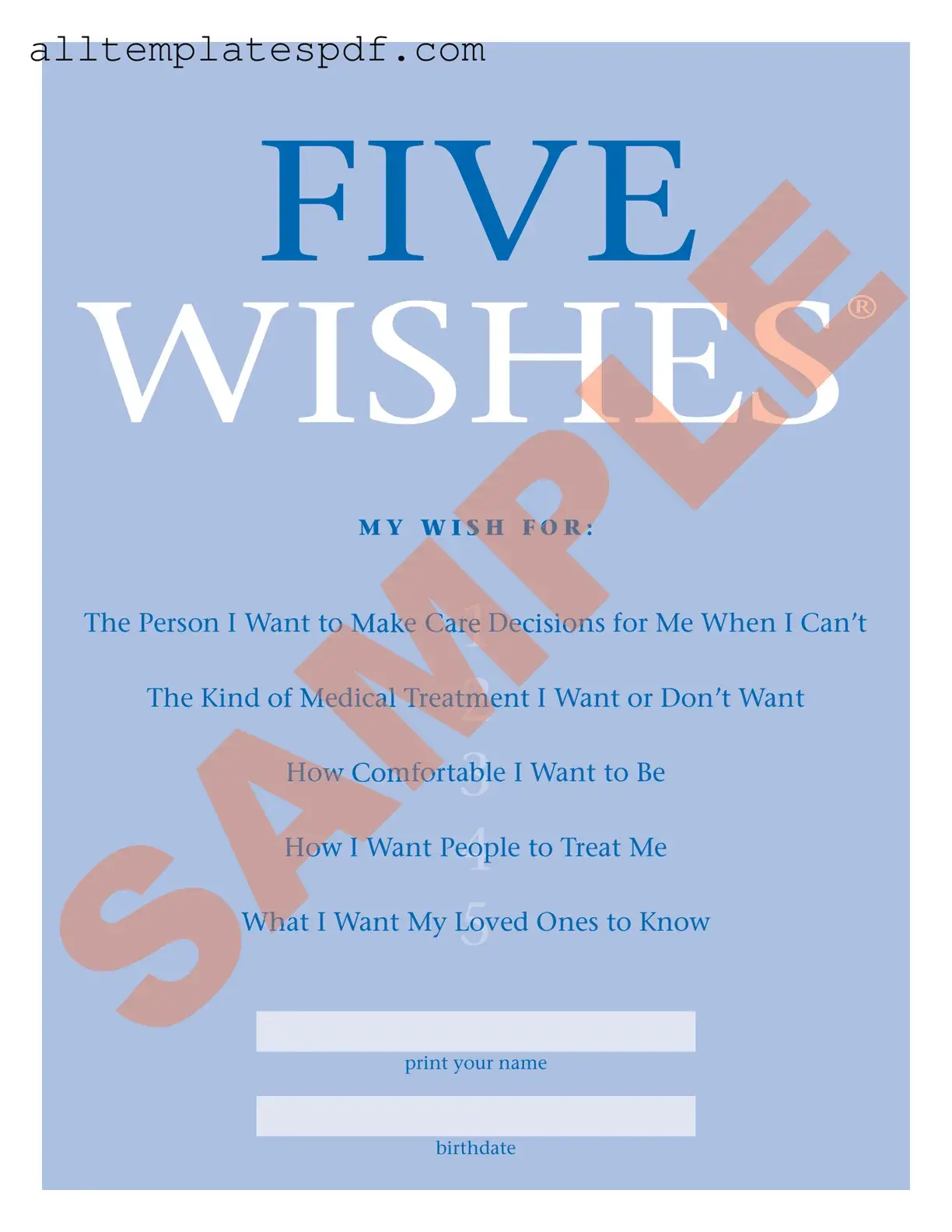 Fill Out a Valid 5 Wishes Document Form
