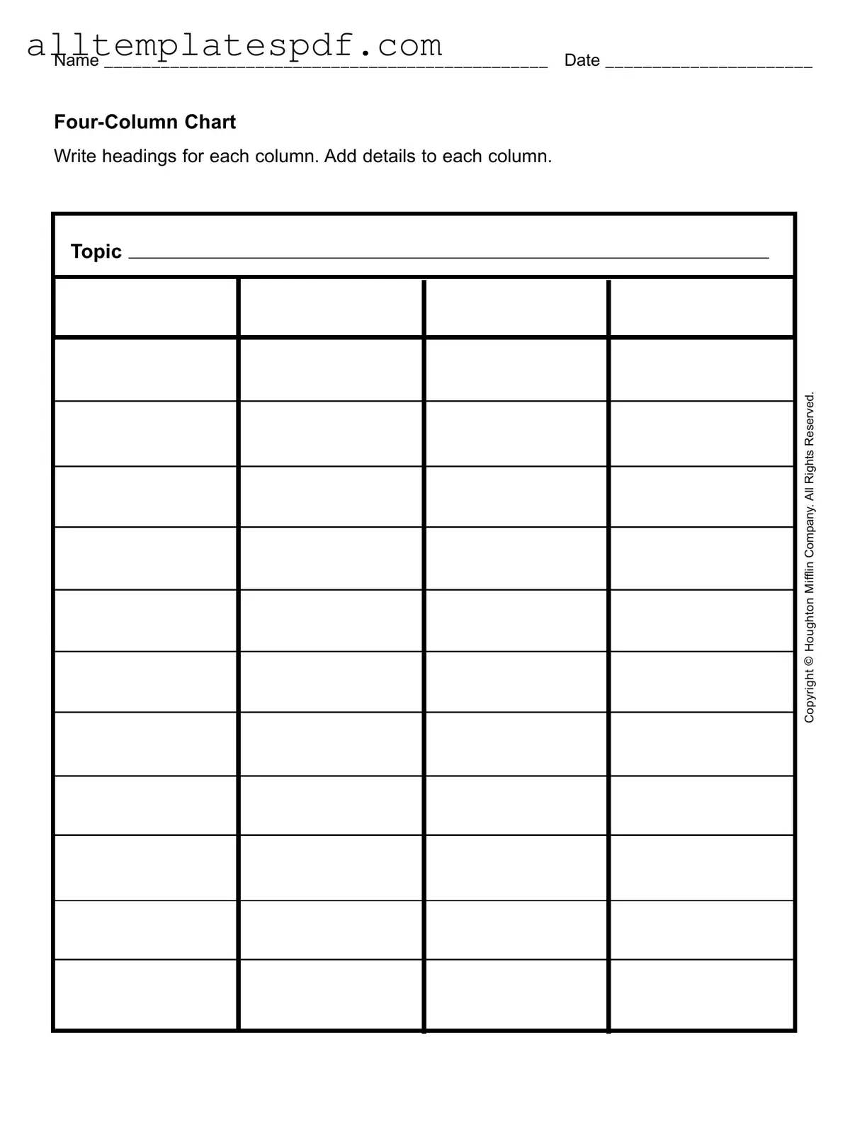 Fill Out a Valid Four Column Chart Form