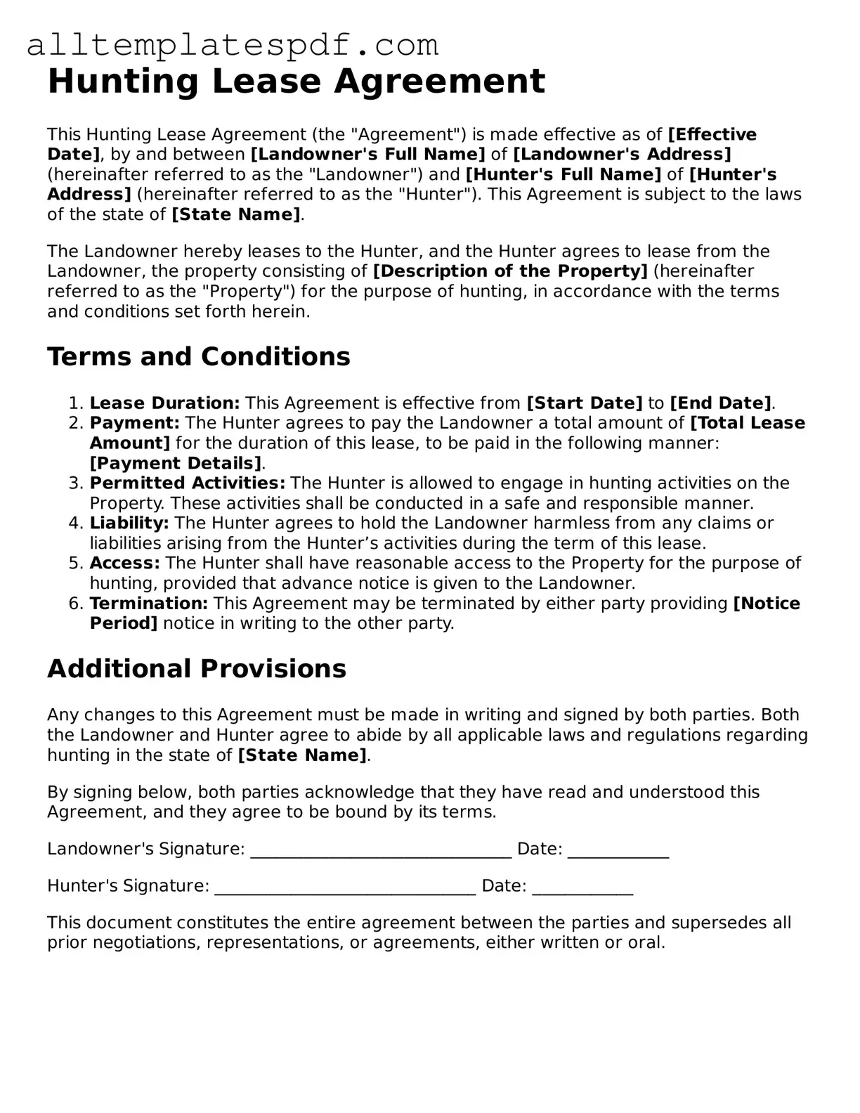 Attorney-Approved Hunting Lease Agreement Template