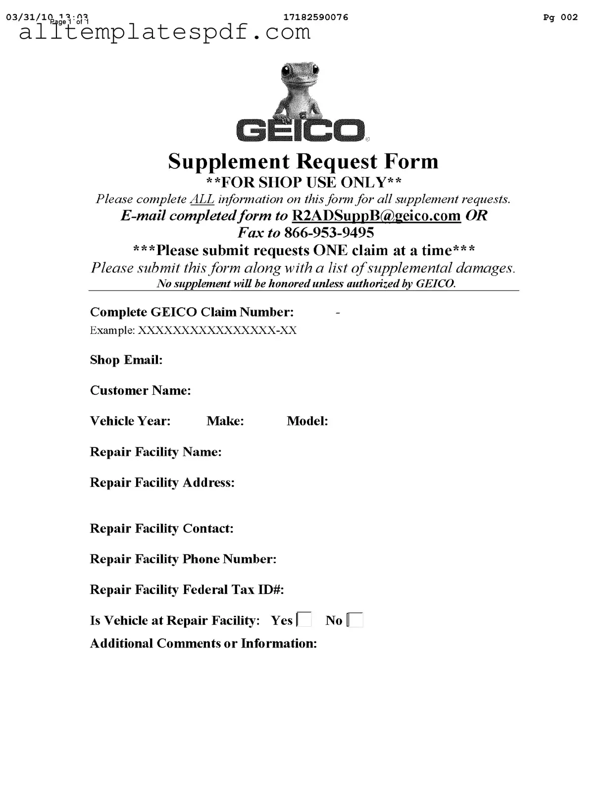 Fill Out a Valid Geico Supplement Request Form