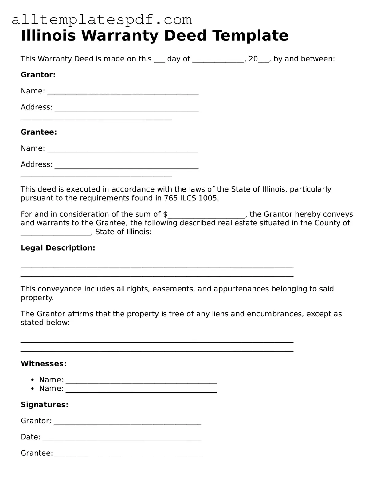 Blank Deed Template for the State of Illinois