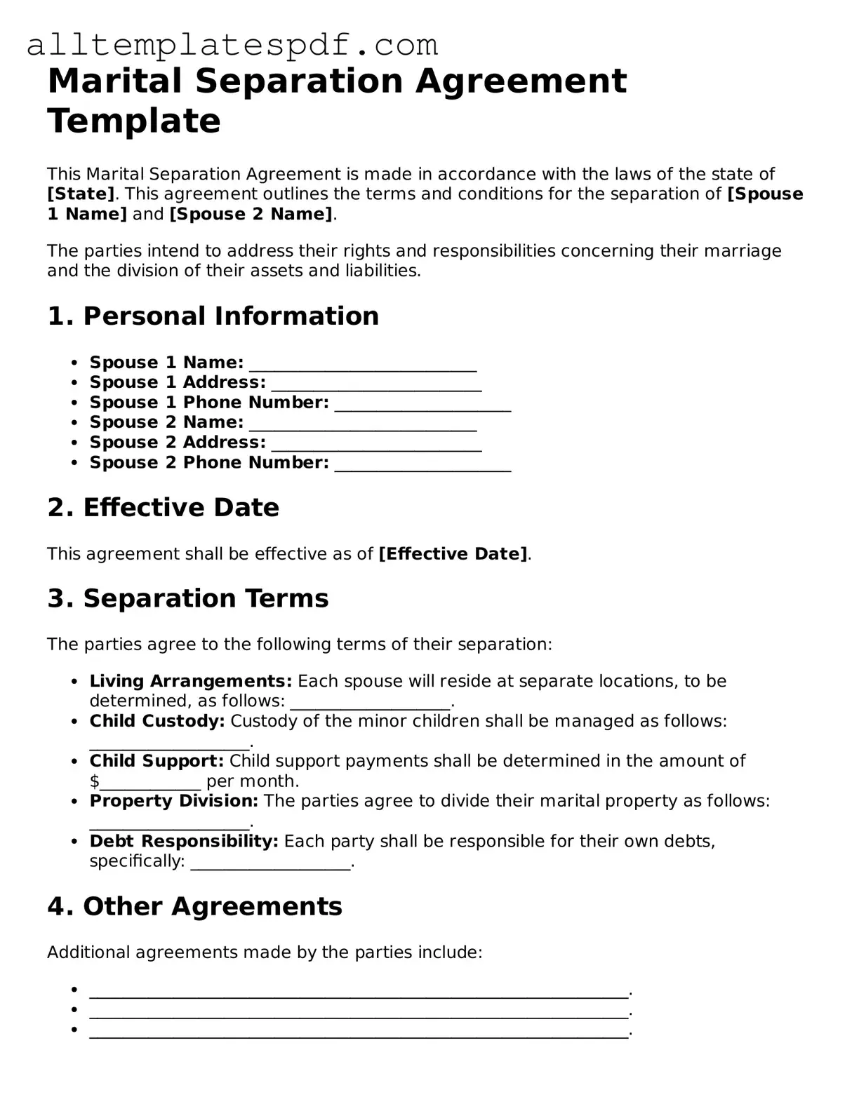 Attorney-Approved Marital Separation Agreement Template