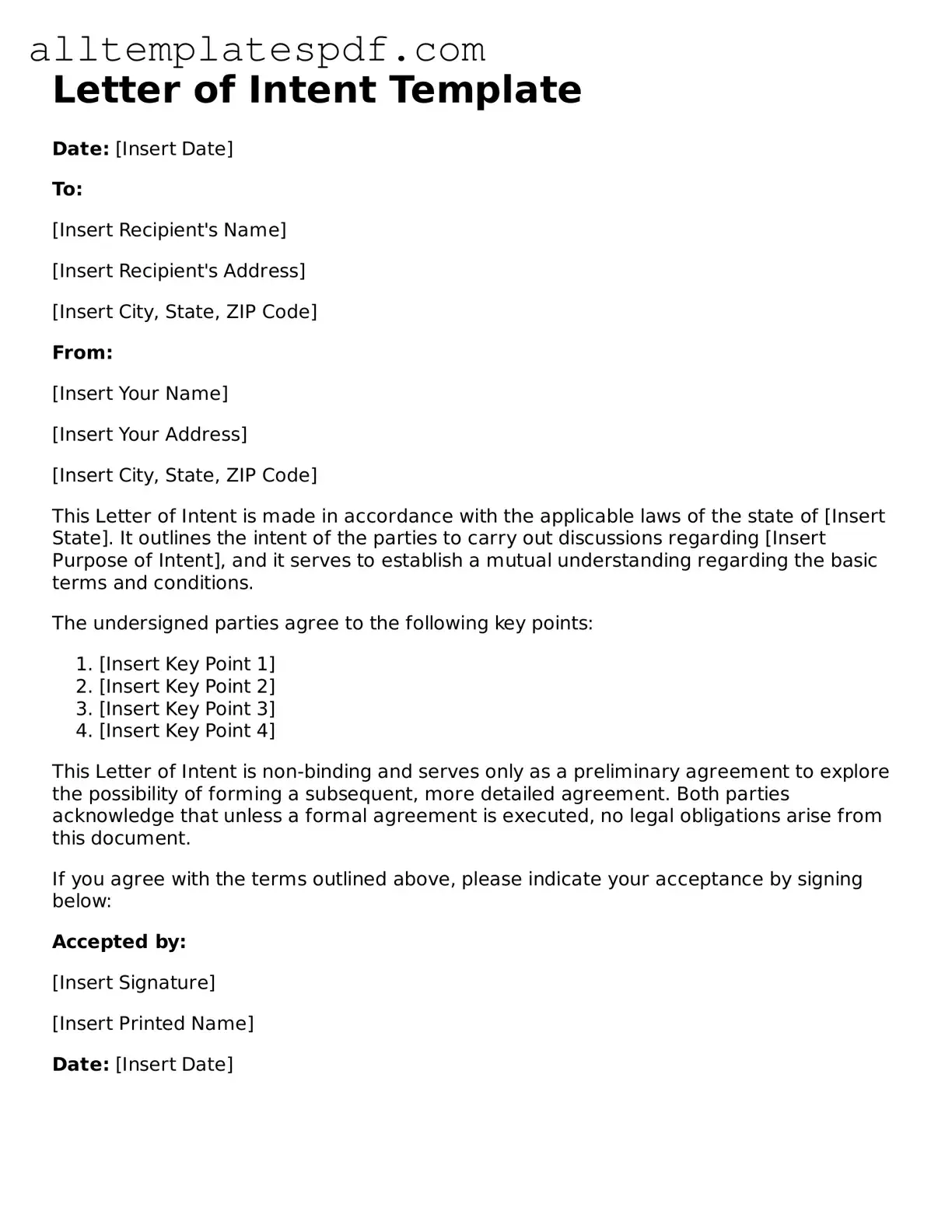Attorney-Approved Letter of Intent Template