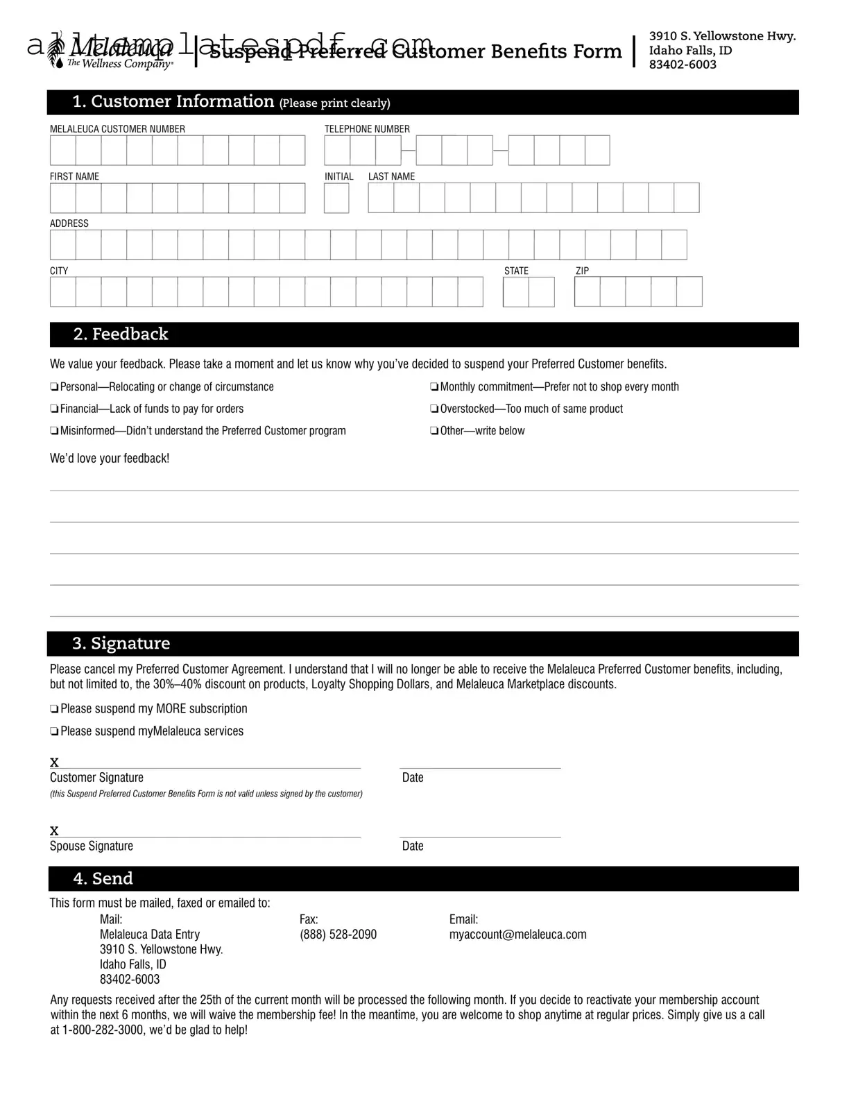 Fill Out a Valid Melaleuca Cancellation Form