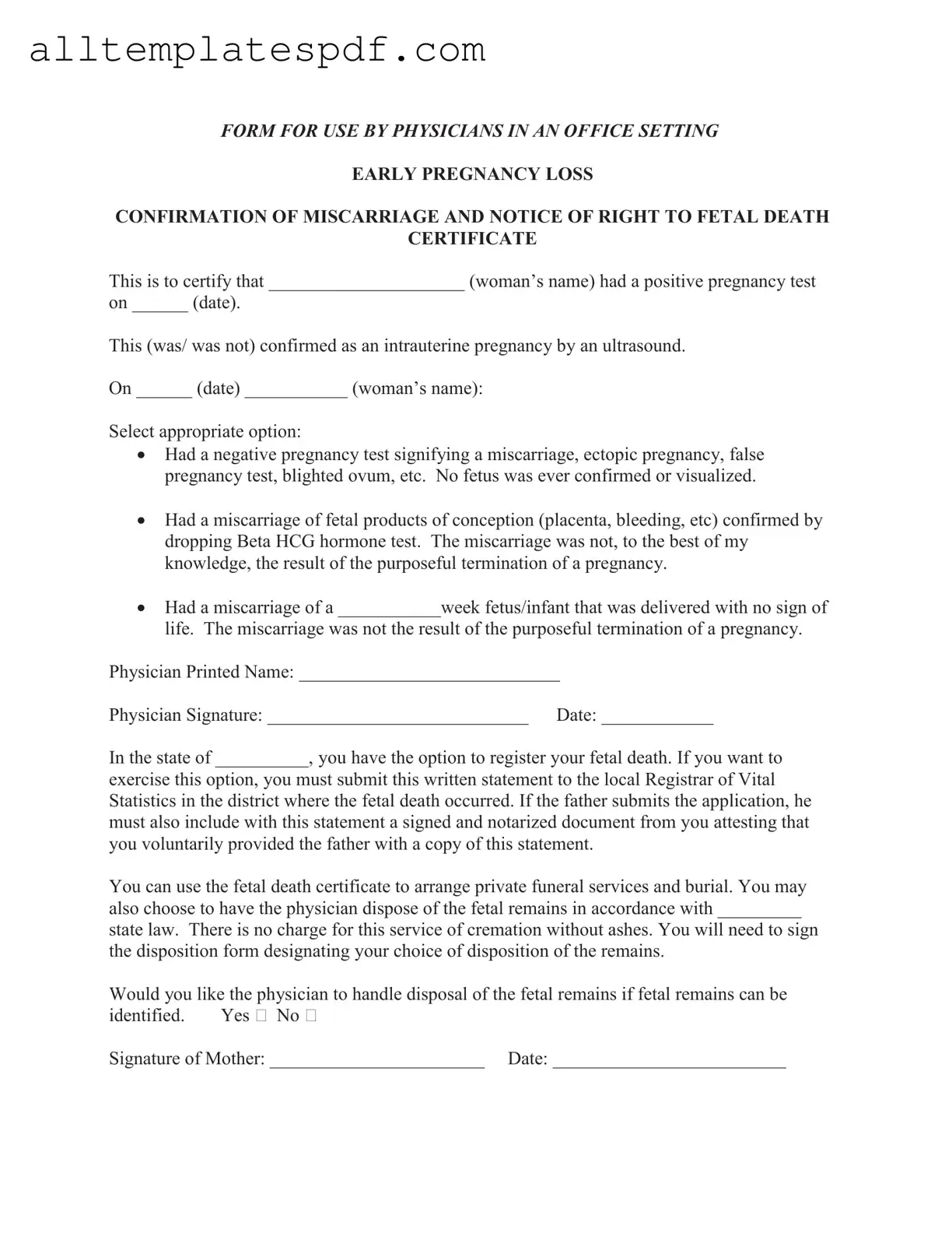 Fill Out a Valid Miscarriage Discharge Paper Form
