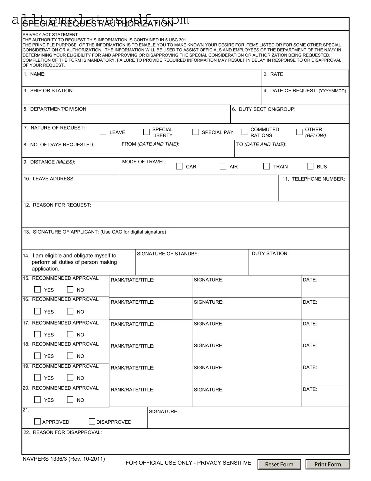 Fill Out a Valid Navpers 1336 3 Form