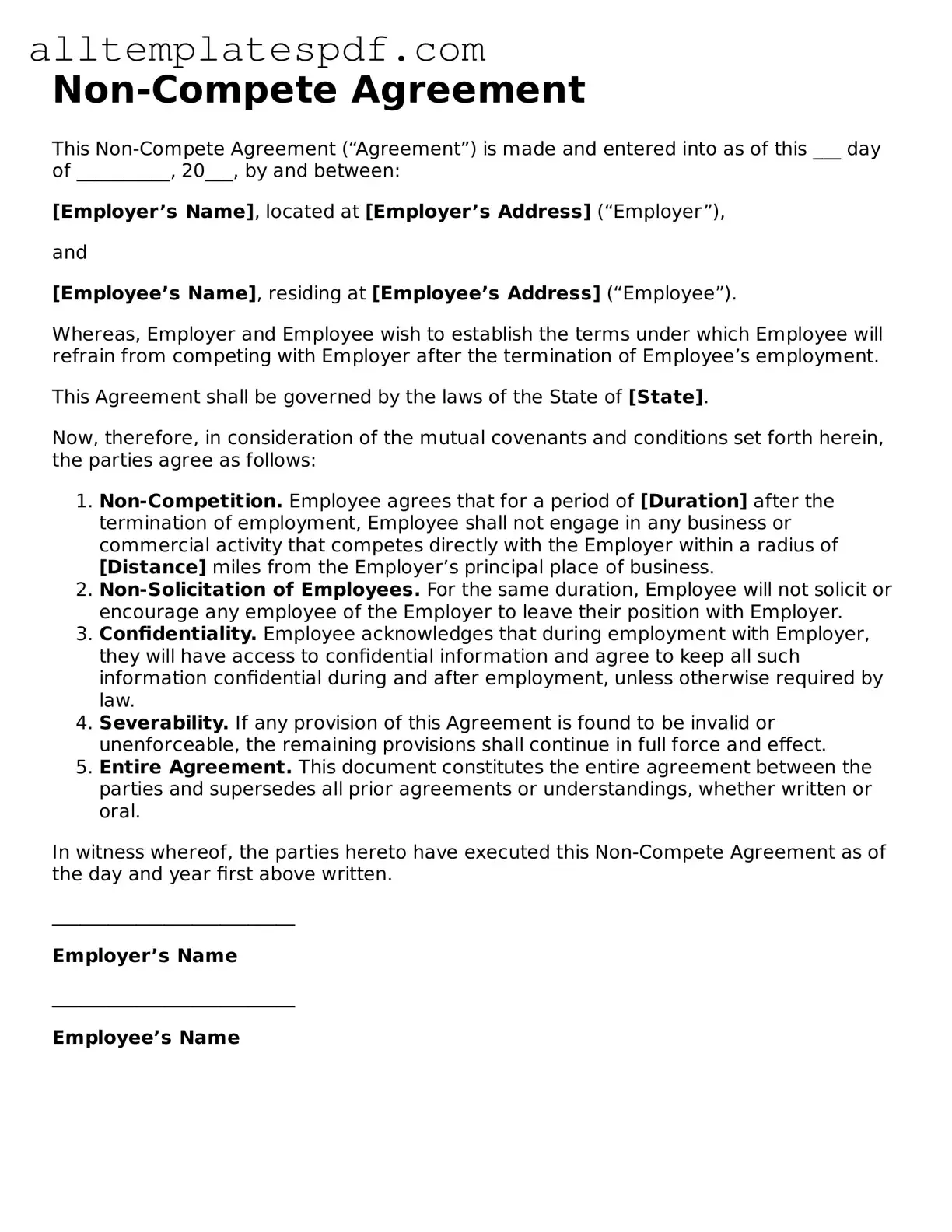 Attorney-Approved Non-compete Agreement Template
