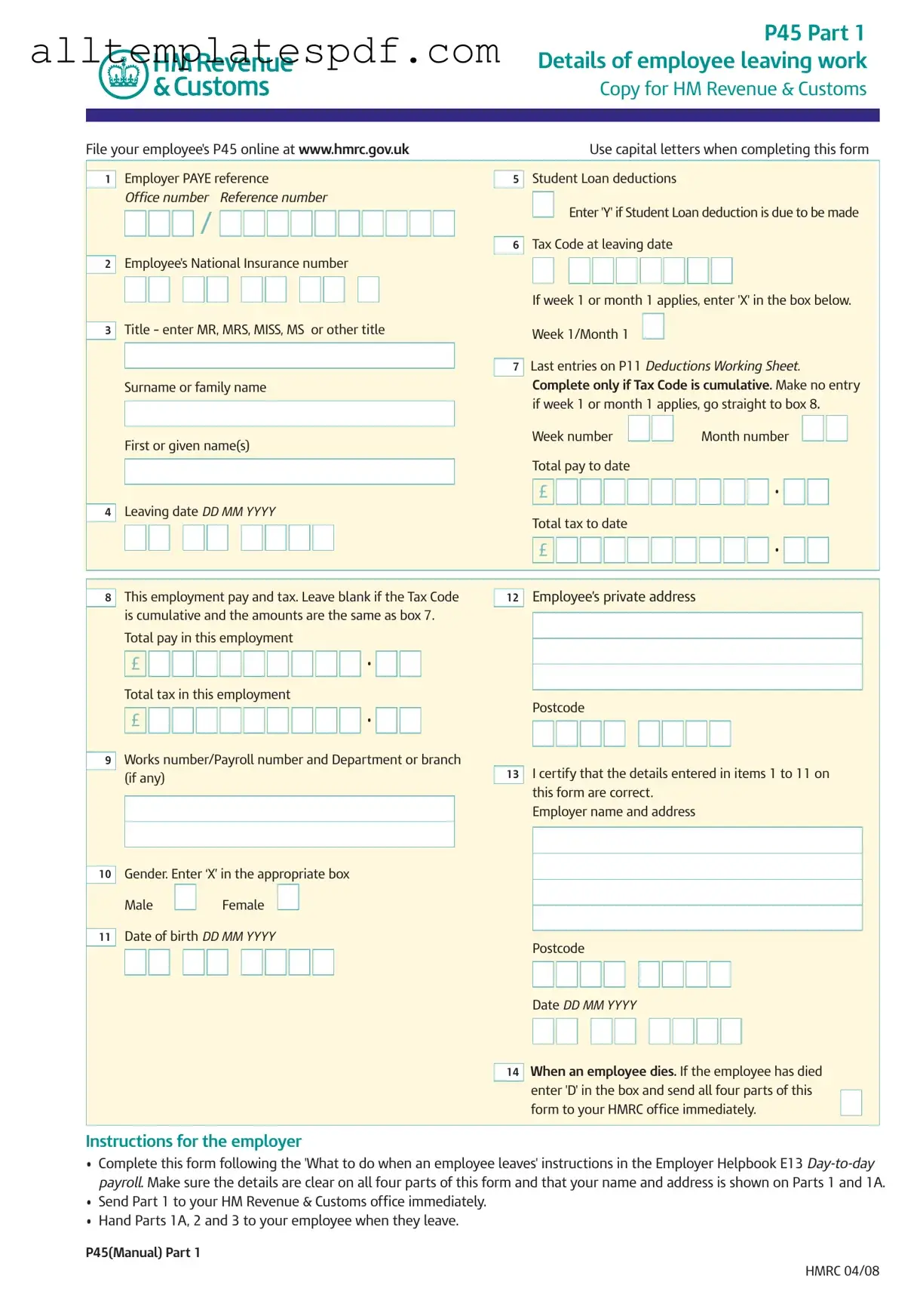 Fill Out a Valid P 45 It Form