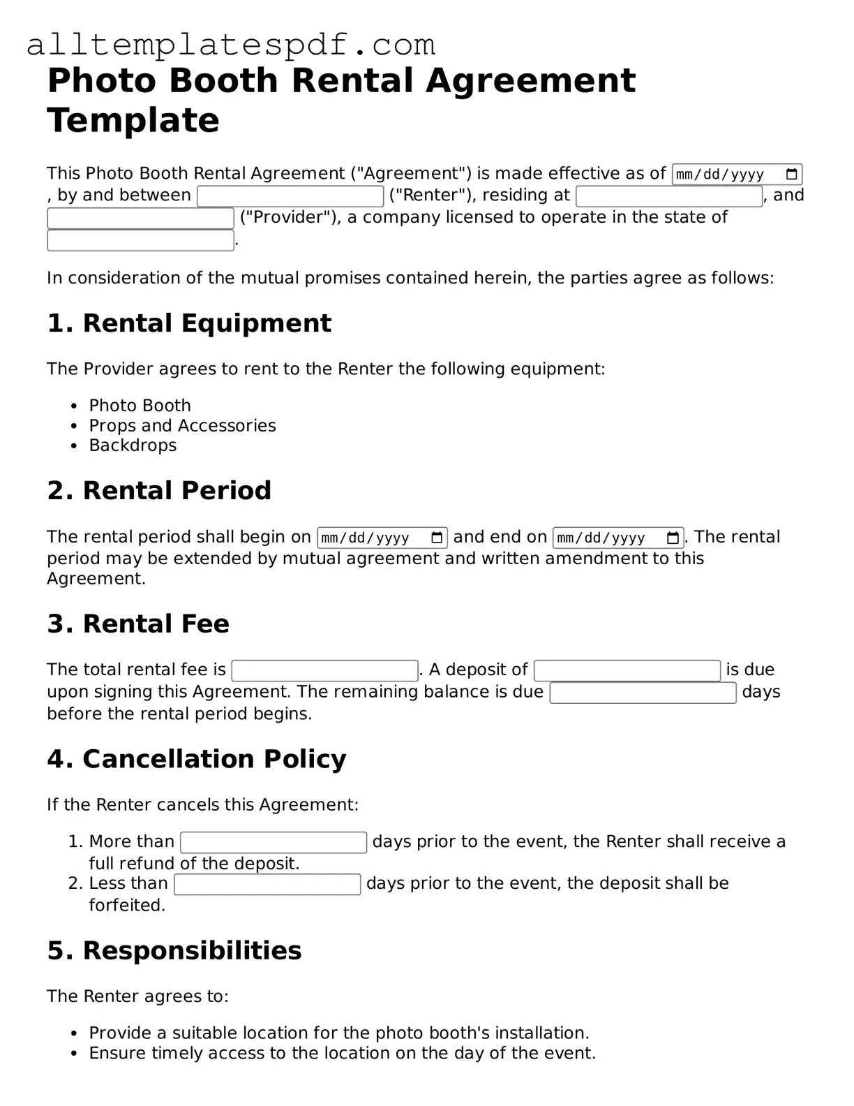 Attorney-Approved Photo Booth Rental Agreement Template