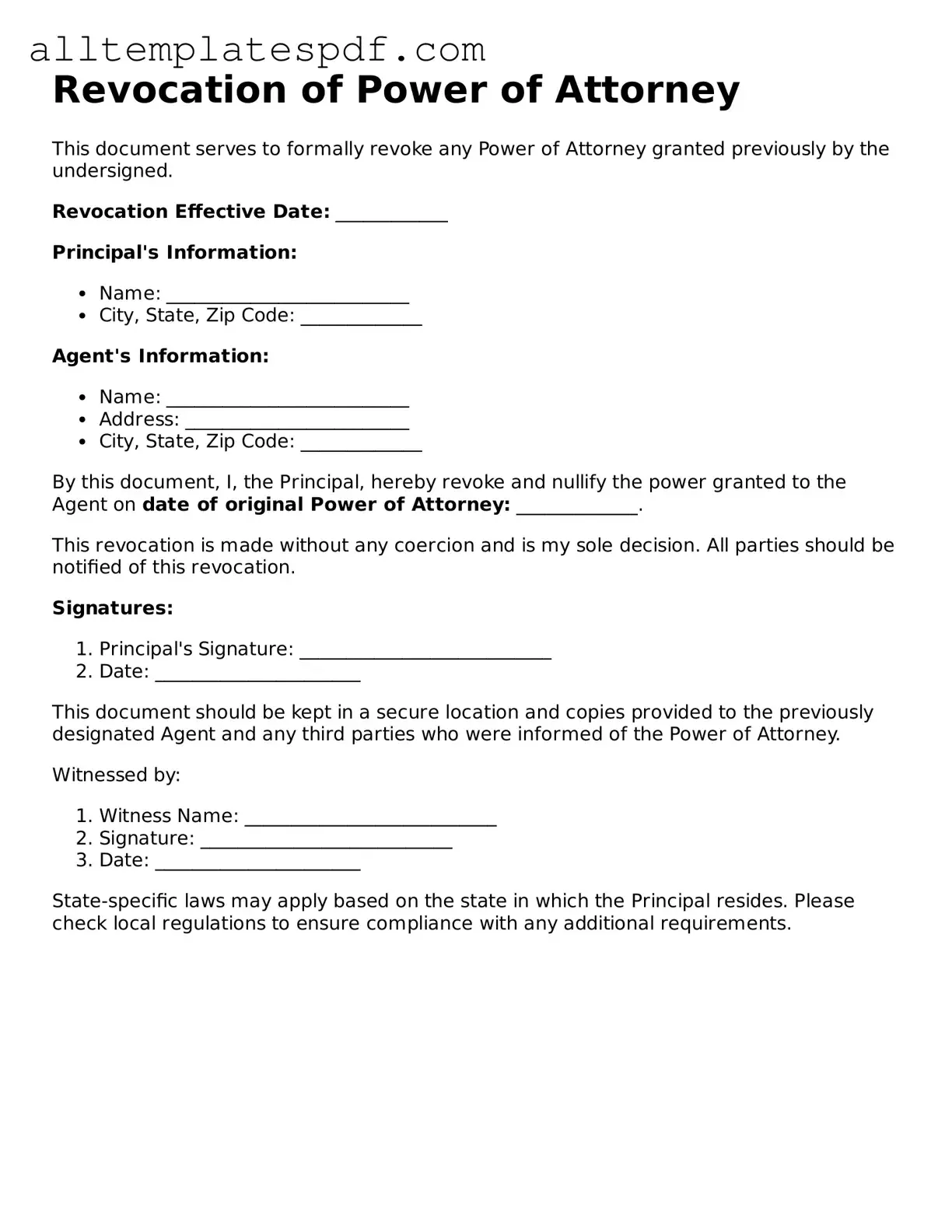 Attorney-Approved Revocation of Power of Attorney Template