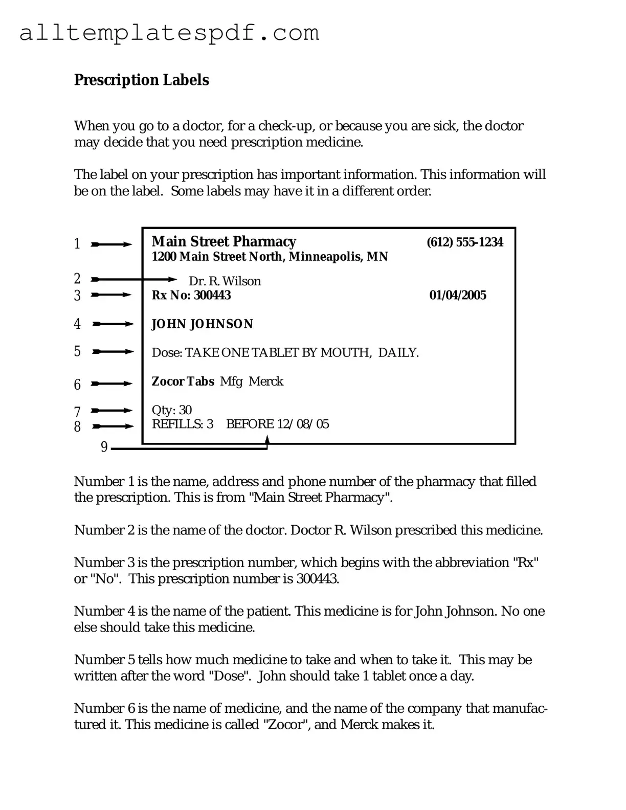 Fill Out a Valid Prescription Label Form