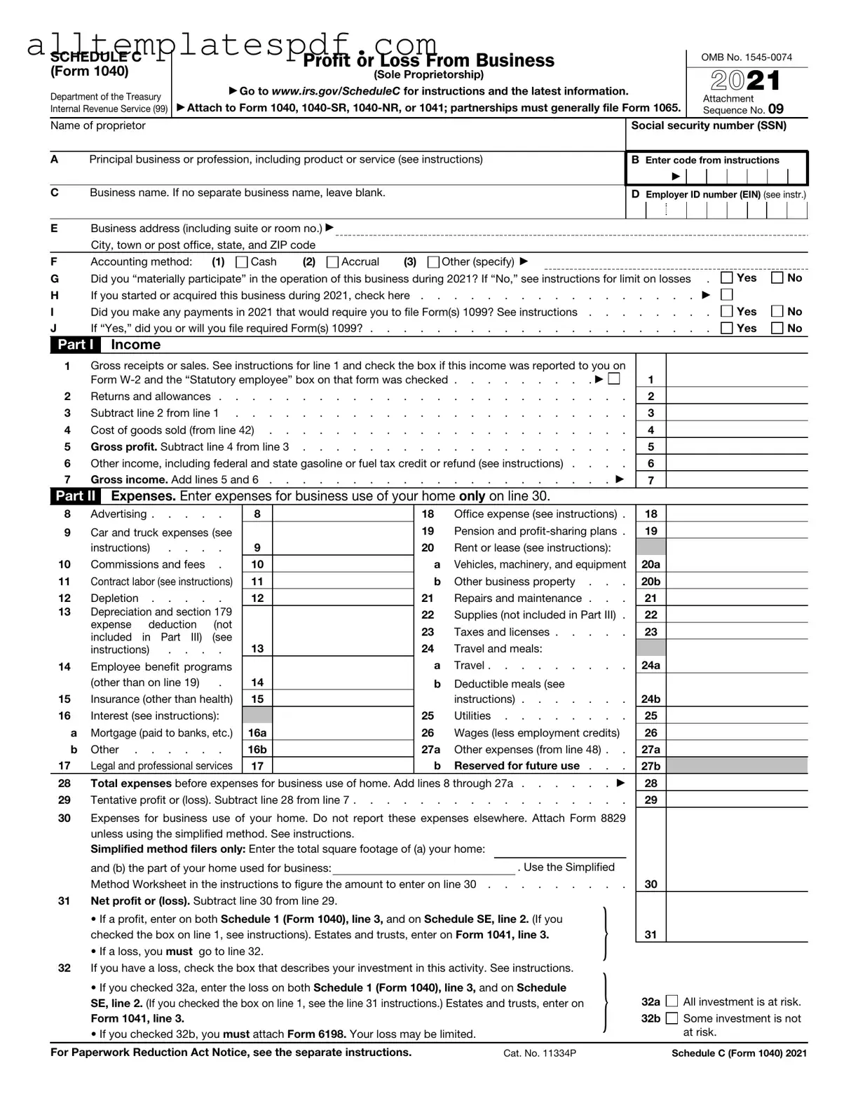 Fill Out a Valid IRS Schedule C 1040 Form