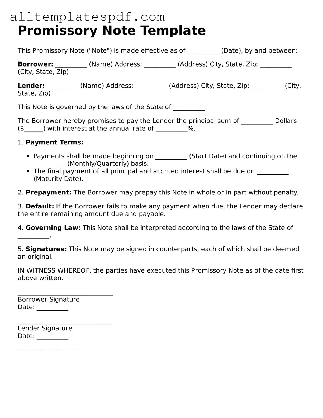 Attorney-Approved Promissory Note Template