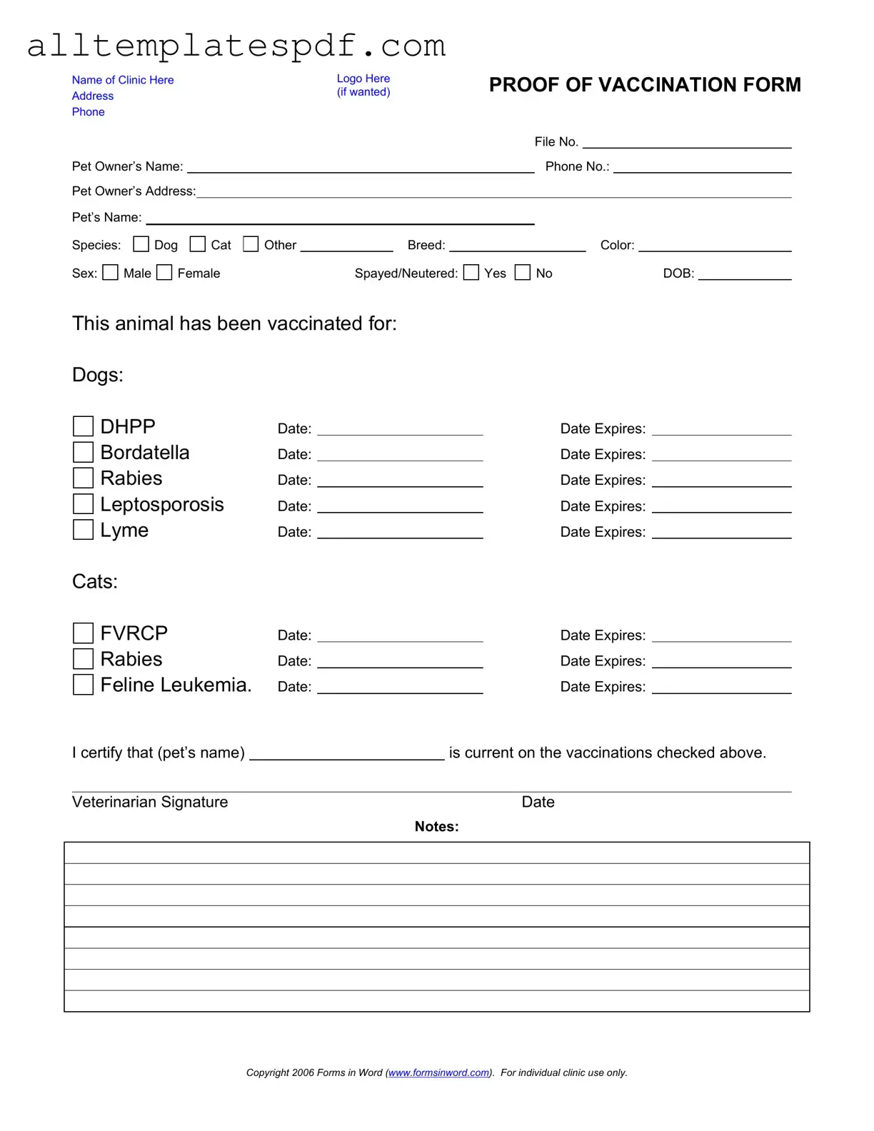 Fill Out a Valid Proof Of Vaccination Dog Form