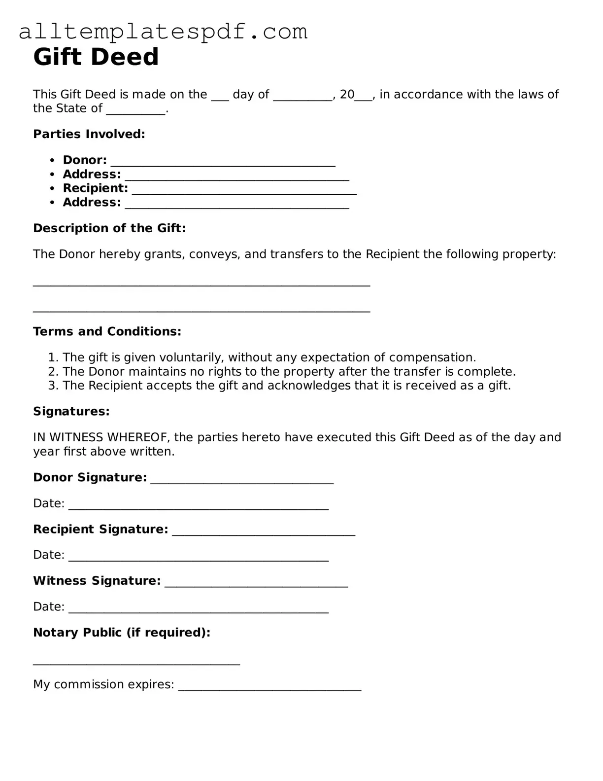 Attorney-Approved Gift Deed Template