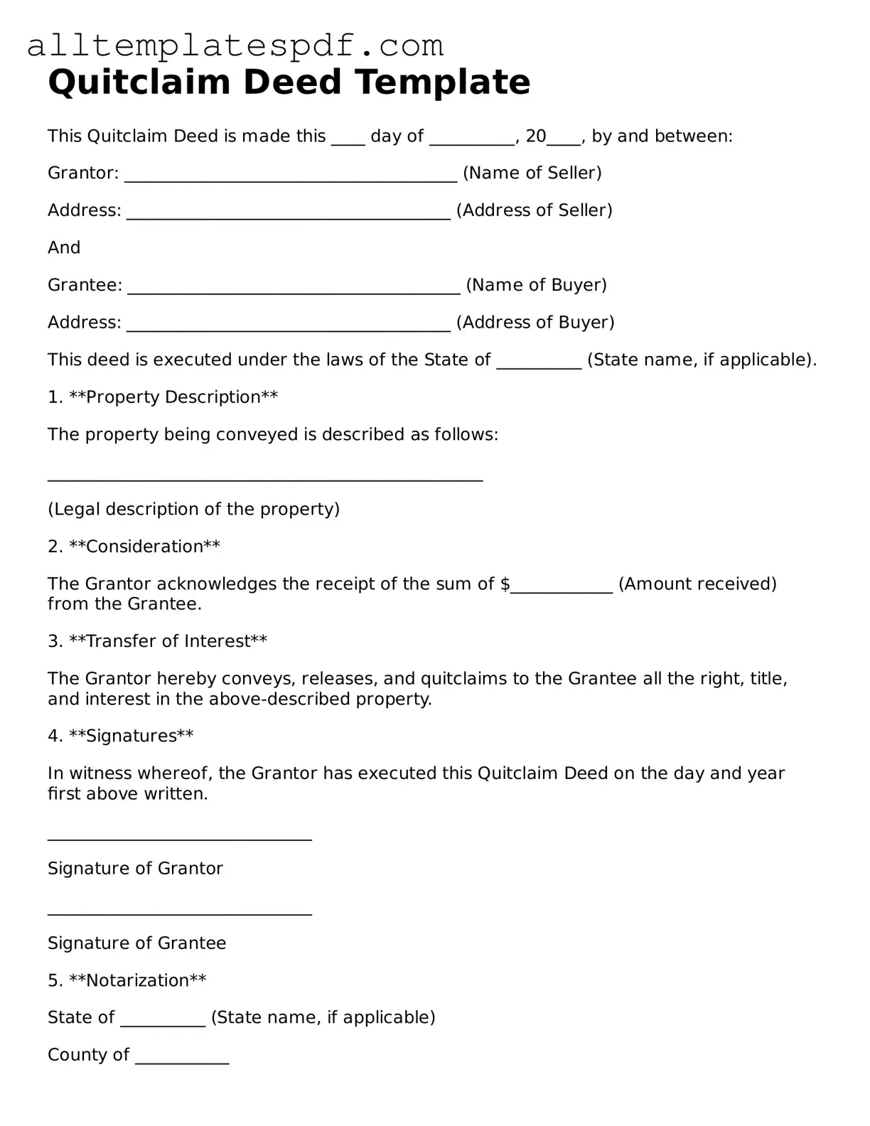 Attorney-Approved Quitclaim Deed Template