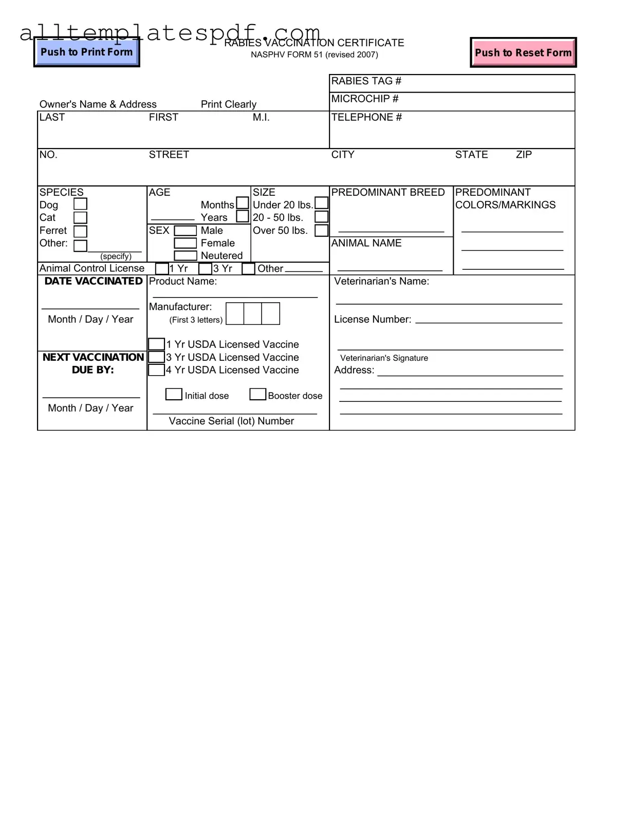 Fill Out a Valid Rabies Certificate Form