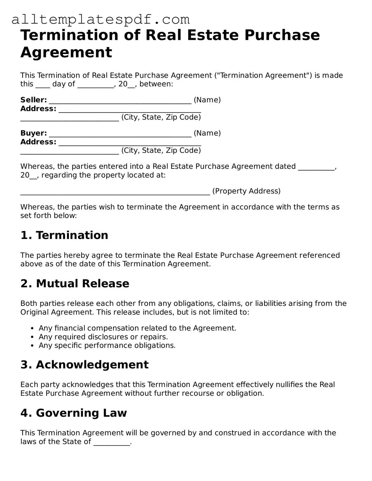 Attorney-Approved Termination of Real Estate Purchase Agreement Template