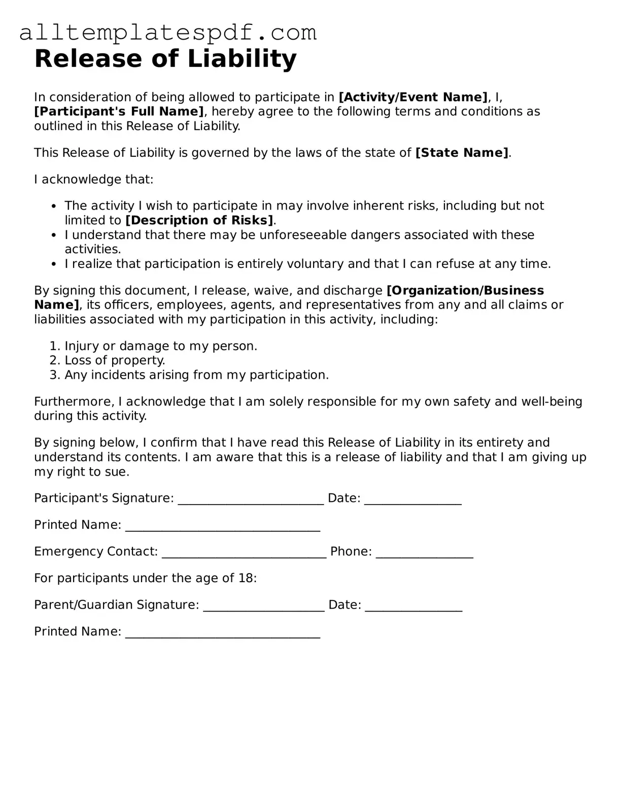 Attorney-Approved Release of Liability Template