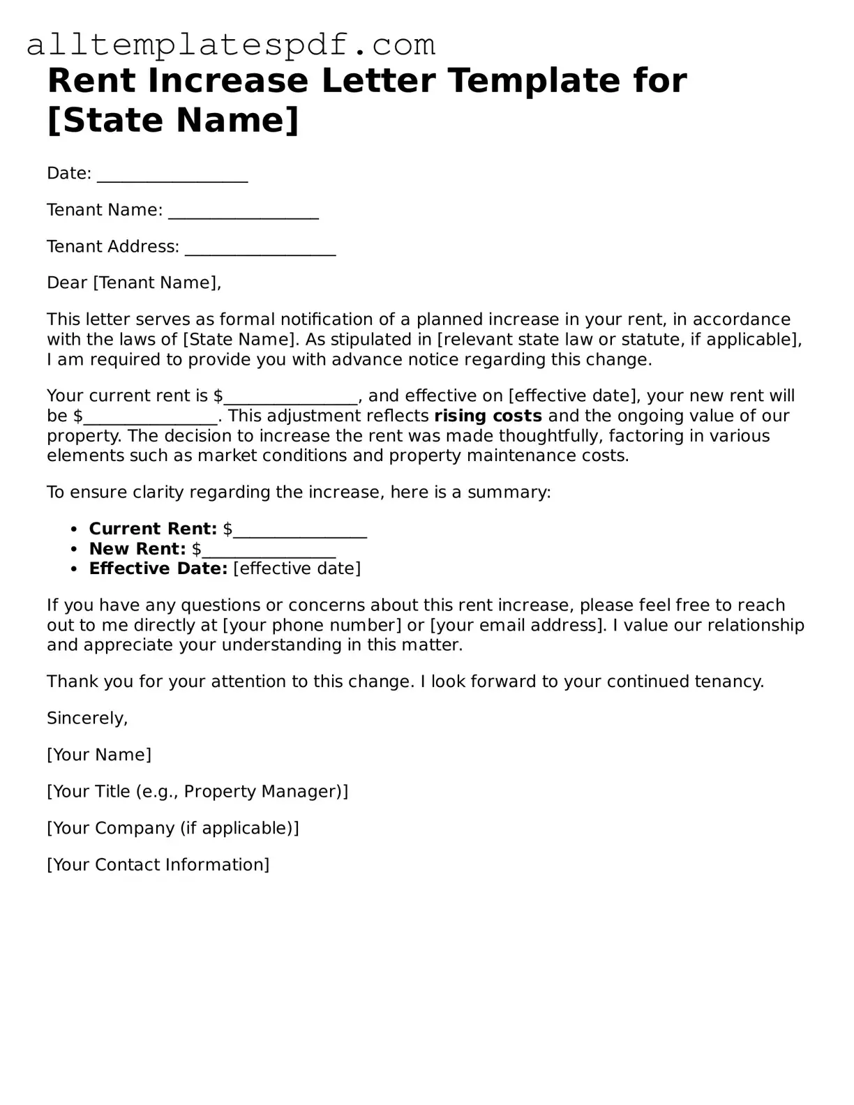 Attorney-Approved Rent Increase Letter Template