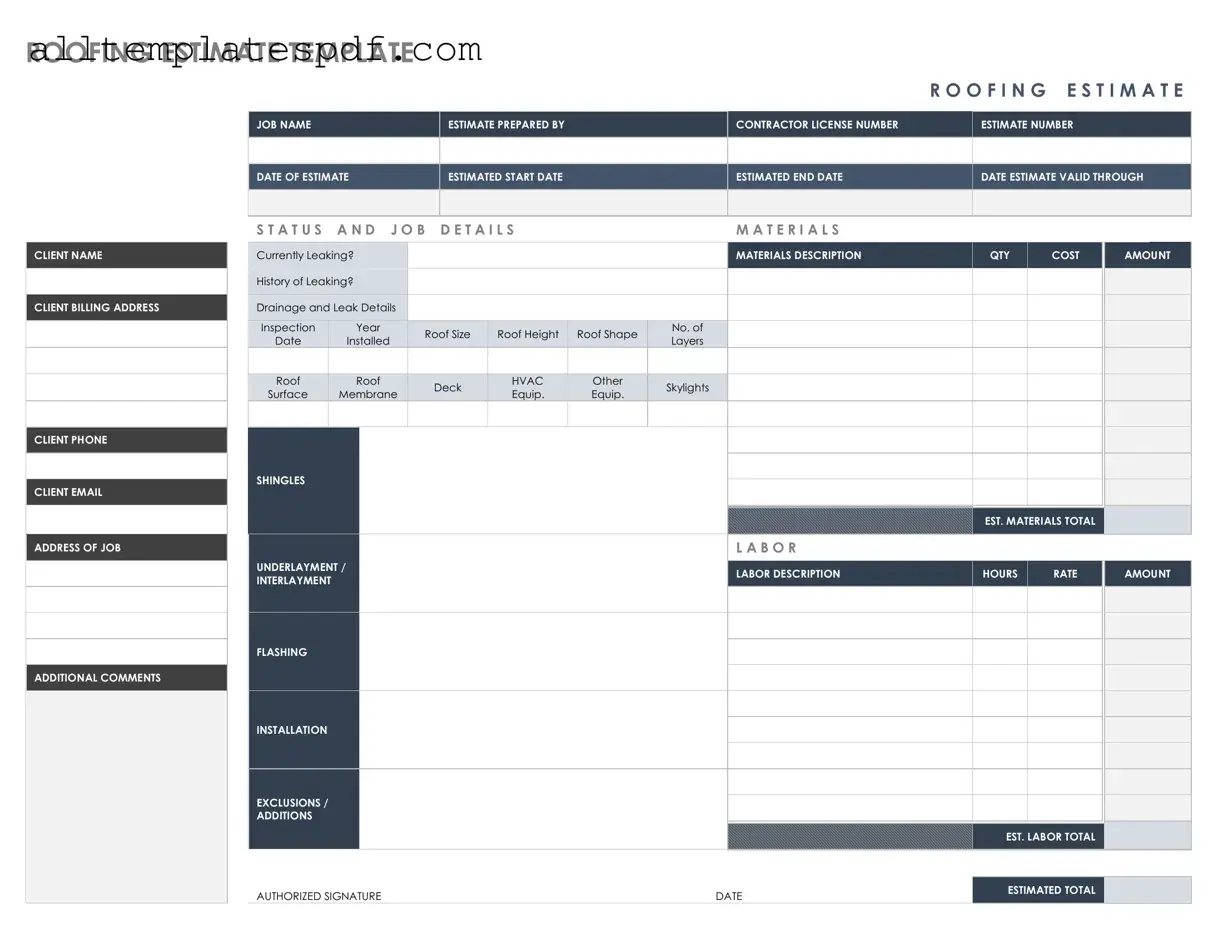 Fill Out a Valid Roofing Estimate Form