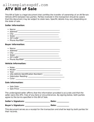 Attorney-Approved ATV Bill of Sale Template