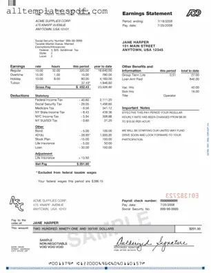 Fill Out a Valid Adp Pay Stub Form