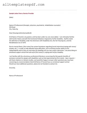 Fill Out a Valid Emotional Support Animal Letter Form